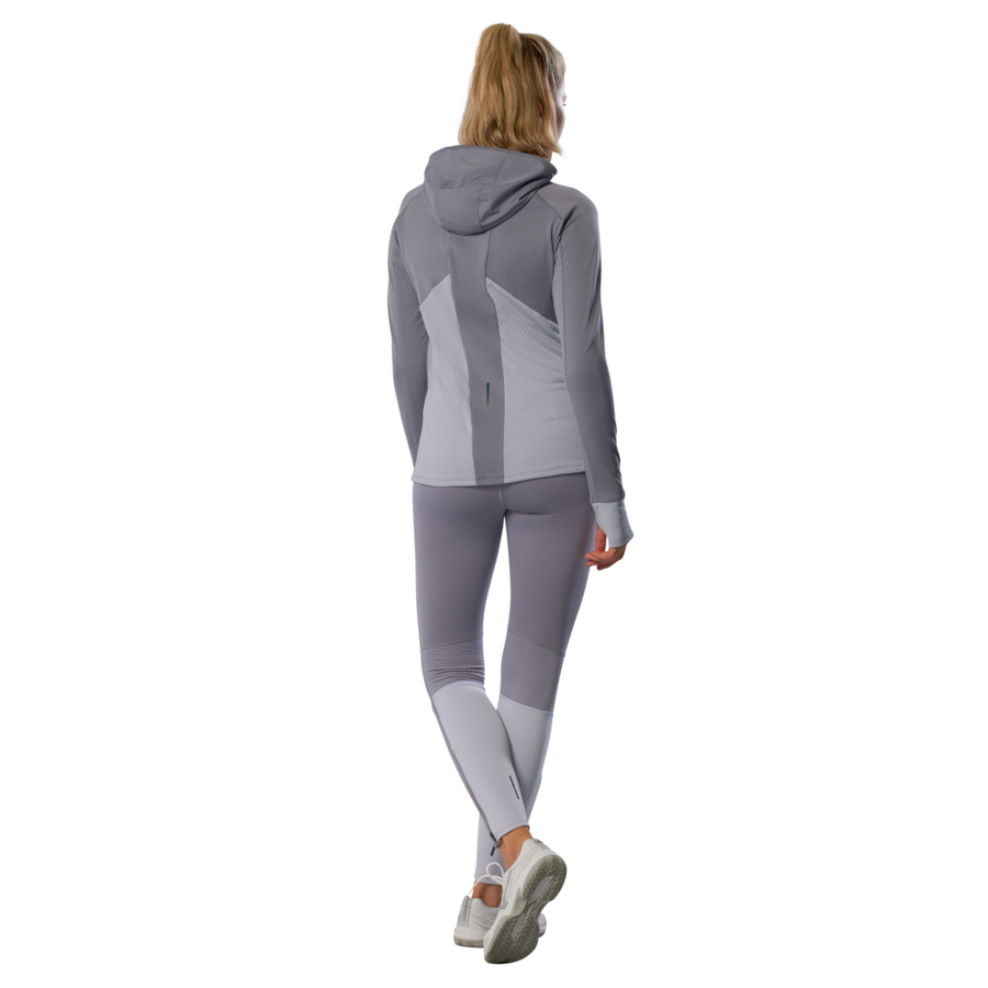 Mizuno Active Warmalite Hybrid Full Zip Hooded Long Sleeve Top Quicksilver