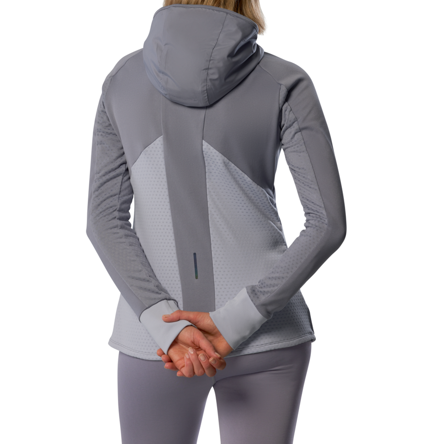 Mizuno Active Warmalite Hybrid Full Zip Hooded Long Sleeve Top  Quicksilver