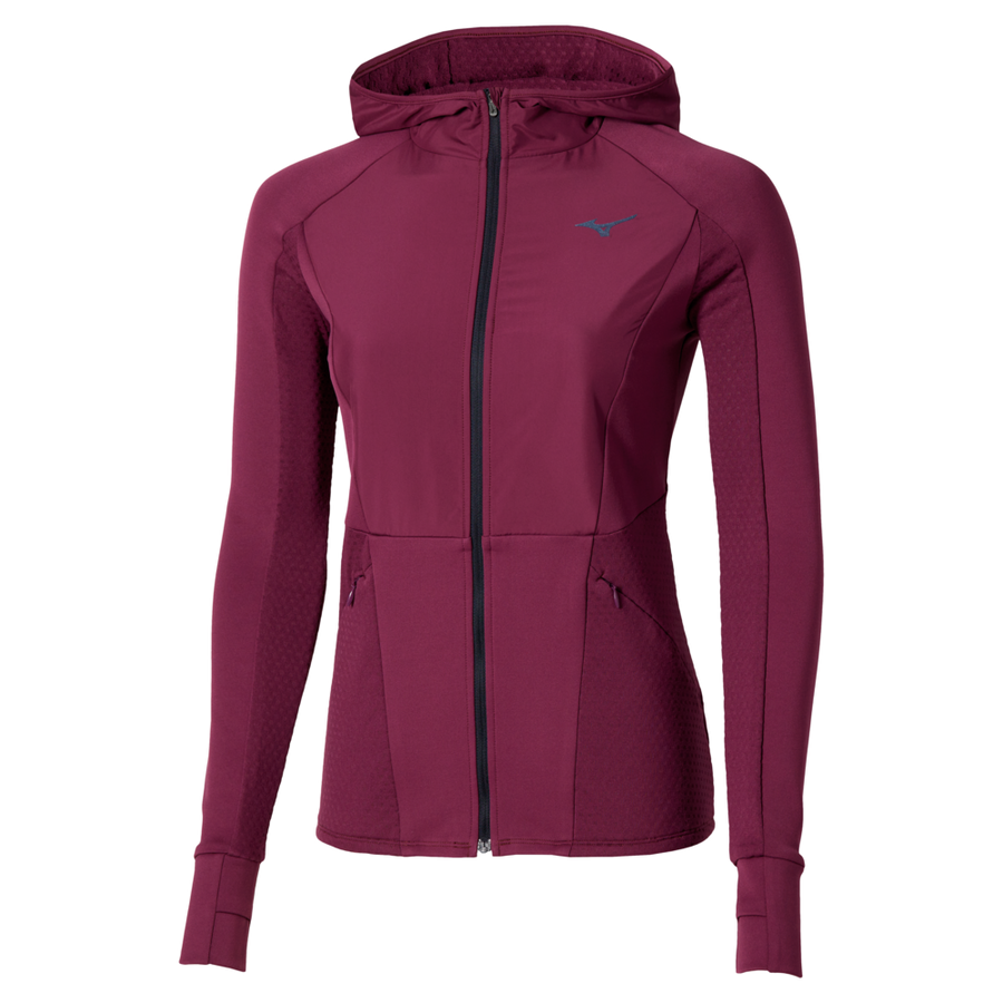 Mizuno Active Warmalite Hybrid Full Zip Hooded Long Sleeve Top  Dark purple