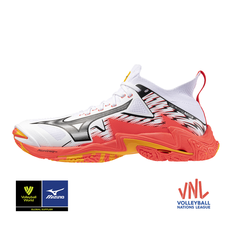 Mizuno WAVE LIGHTNING NEO 3 White/Fiery Coral 2/Citrus
