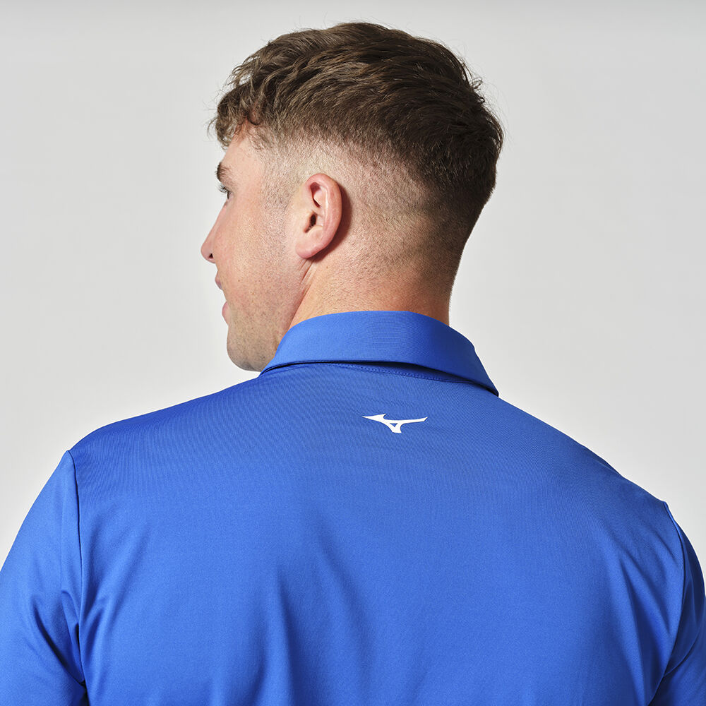 Mizuno Cali Stripe Polo - Blue | Golf Clothing | Mizuno Europe