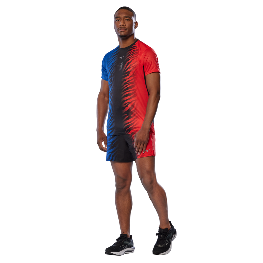Mizuno DRYAEROFLOW GRAPHIC T-SHIRT Oni red/oni blue