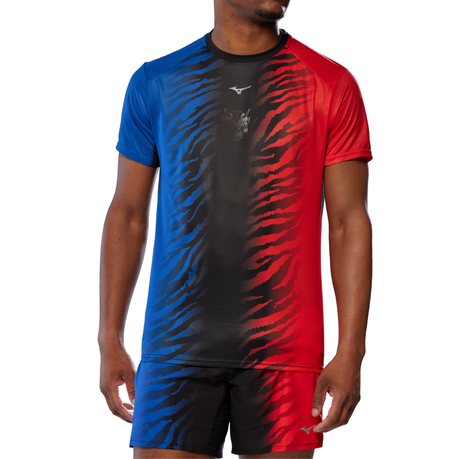 Mizuno DRYAEROFLOW GRAPHIC T-SHIRT Oni red/oni blue