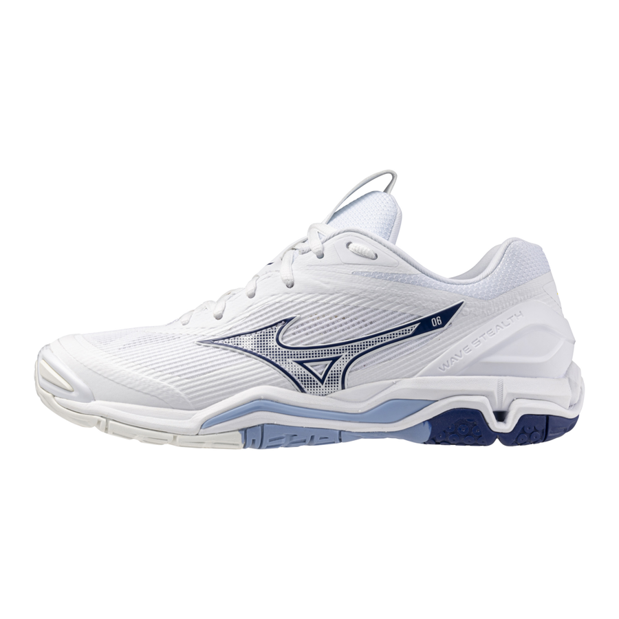 Mizuno WAVE STEALTH 6 White/BellwetherBlue/BelAirBlu