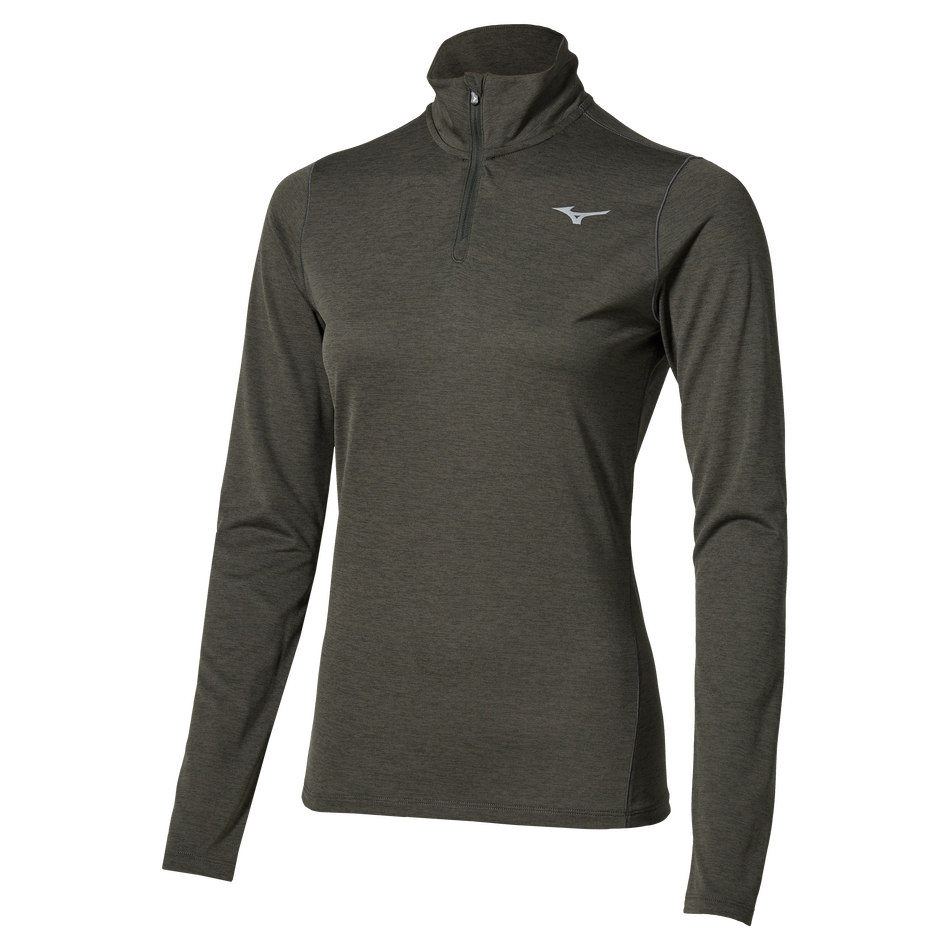 Mizuno Core Impulse Half Zip Long Sleeve Tee Forest night