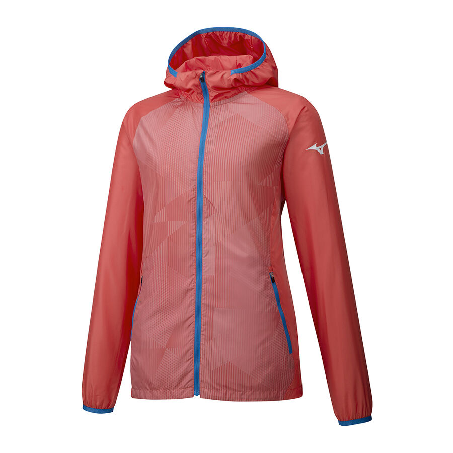 Mizuno Printed Hoody Jacket Hot Coral
