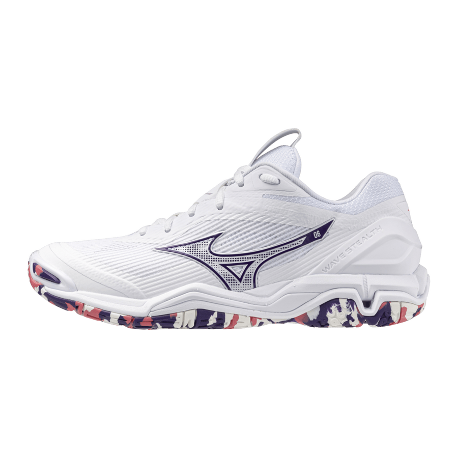 Mizuno WAVE STEALTH 6 White/VioletIndigo/CamelliaRos