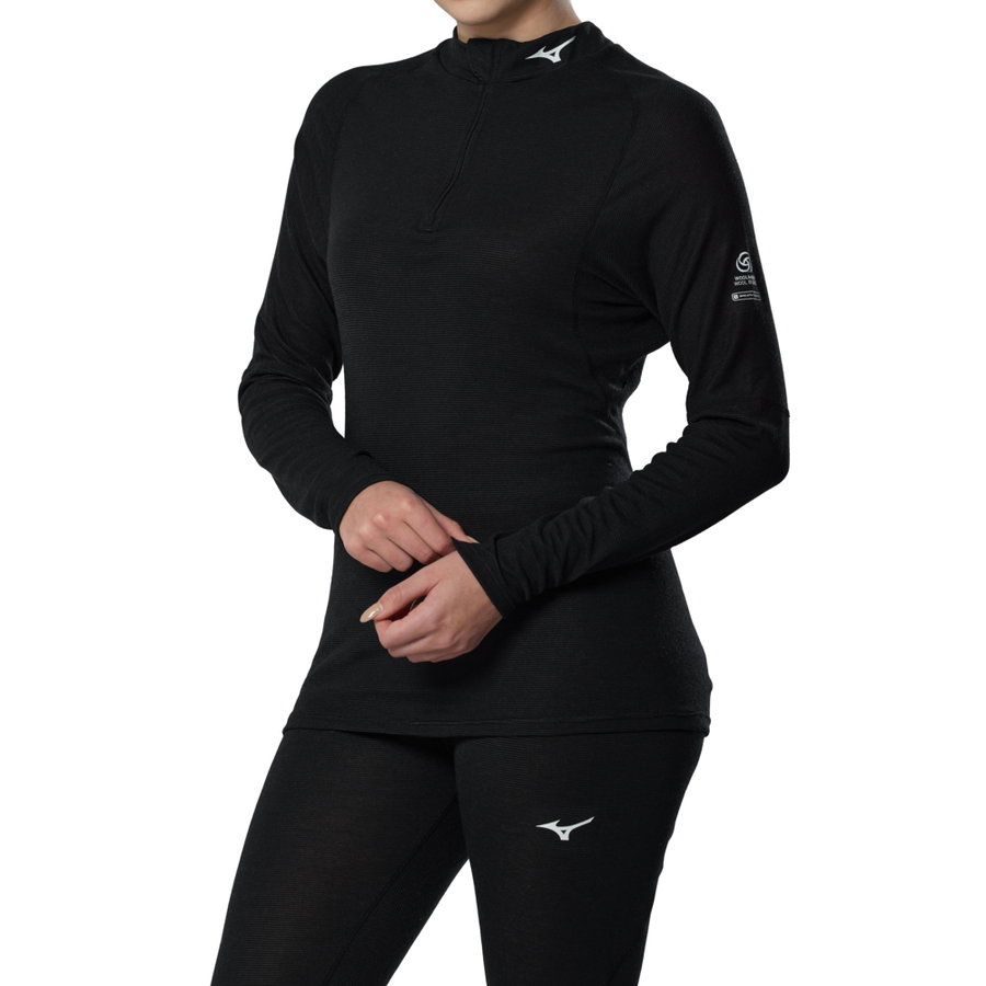 Mizuno Premium Merino Wool Half Zip Black