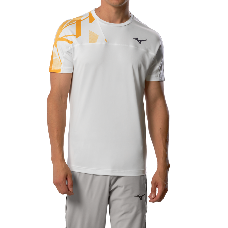 Mizuno Daybreakers Shadow Short Sleeve Tee White / Citrus