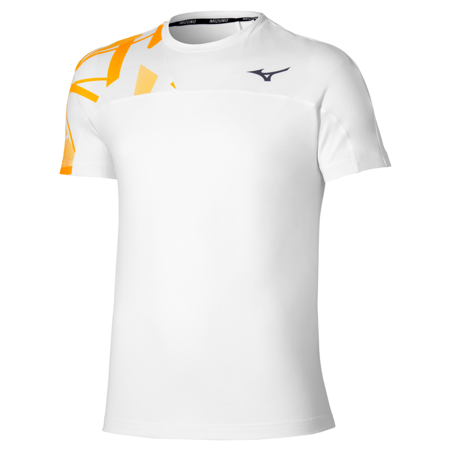 Mizuno Daybreakers Shadow Short Sleeve Tee White / Citrus