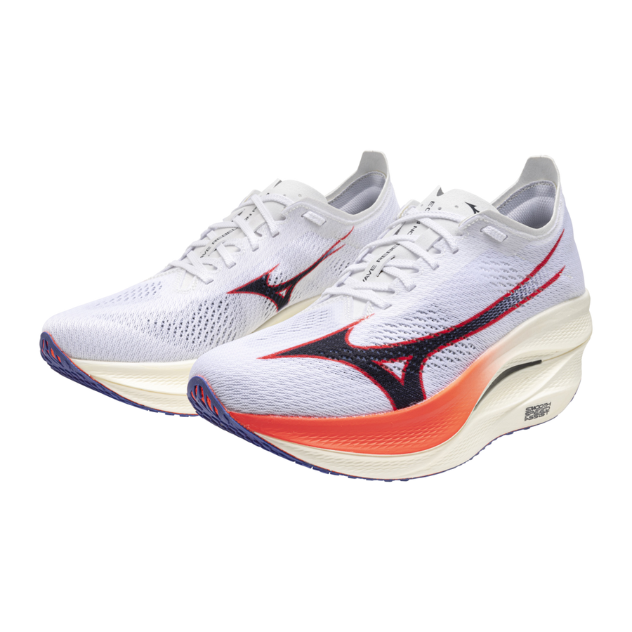 Mizuno WAVE REBELLION PRO 3 White/Baritone Blue/Fiery Coral 2