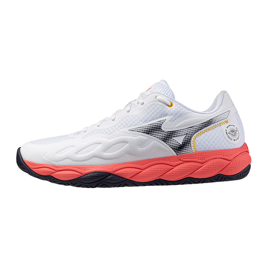 Mizuno WAVE ENFORCE COURT AC White/Baritone Blue/Calypso Coral