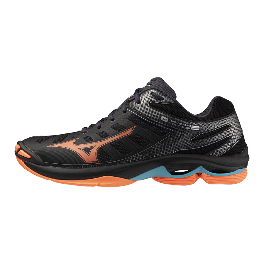 Mizuno WAVE VOLTAGE 2 Black/Neon Flame/Peacock Blue