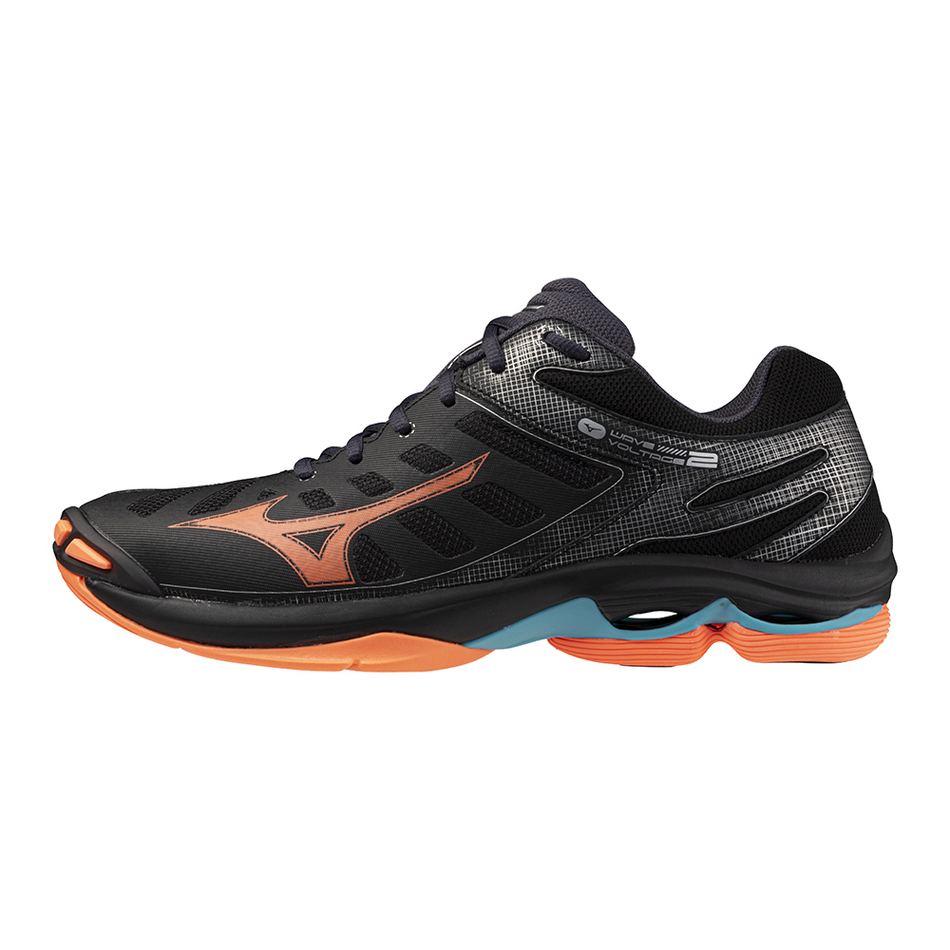 Mizuno WAVE VOLTAGE 2 Black/Neon Flame/Peacock Blue