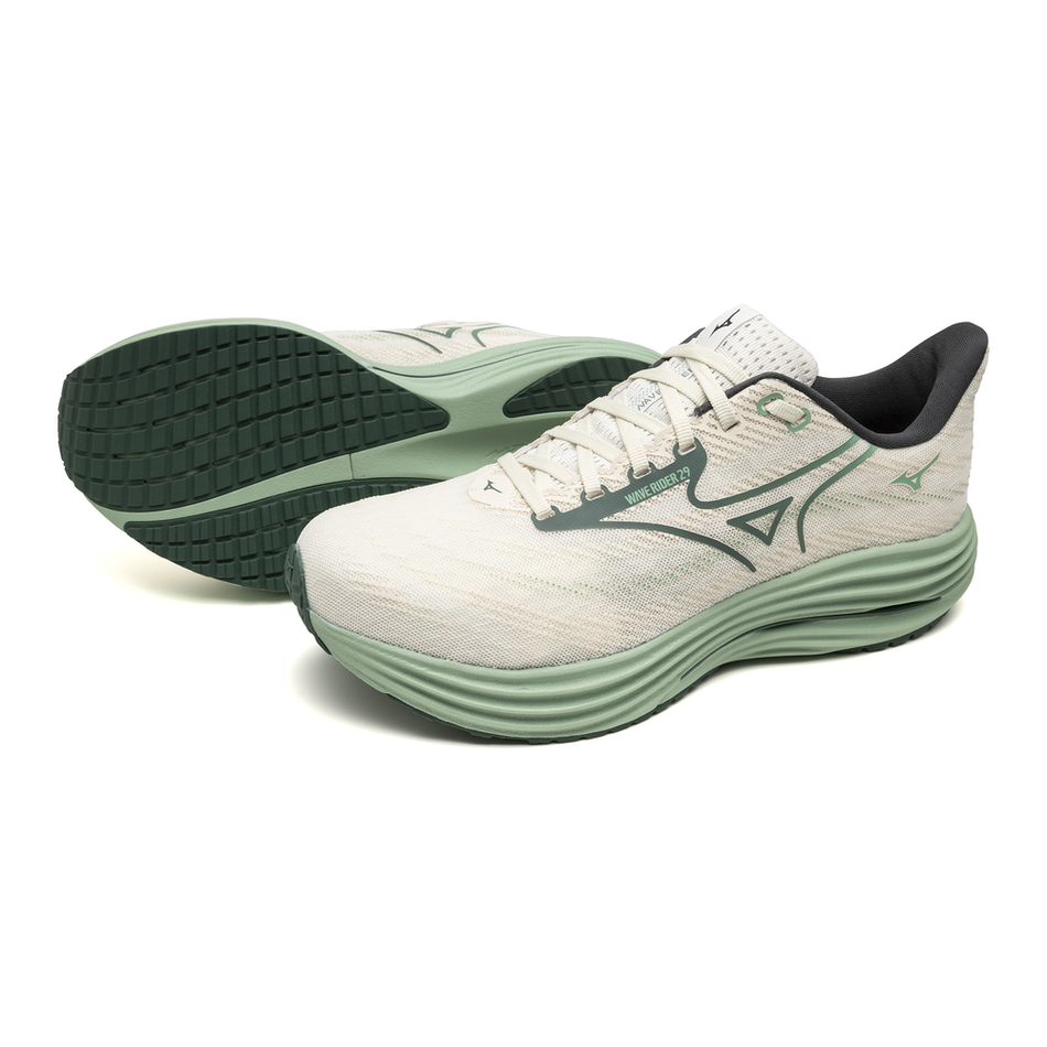 Mizuno WAVE RIDER 29 White/Bistro Green/Creme de Me