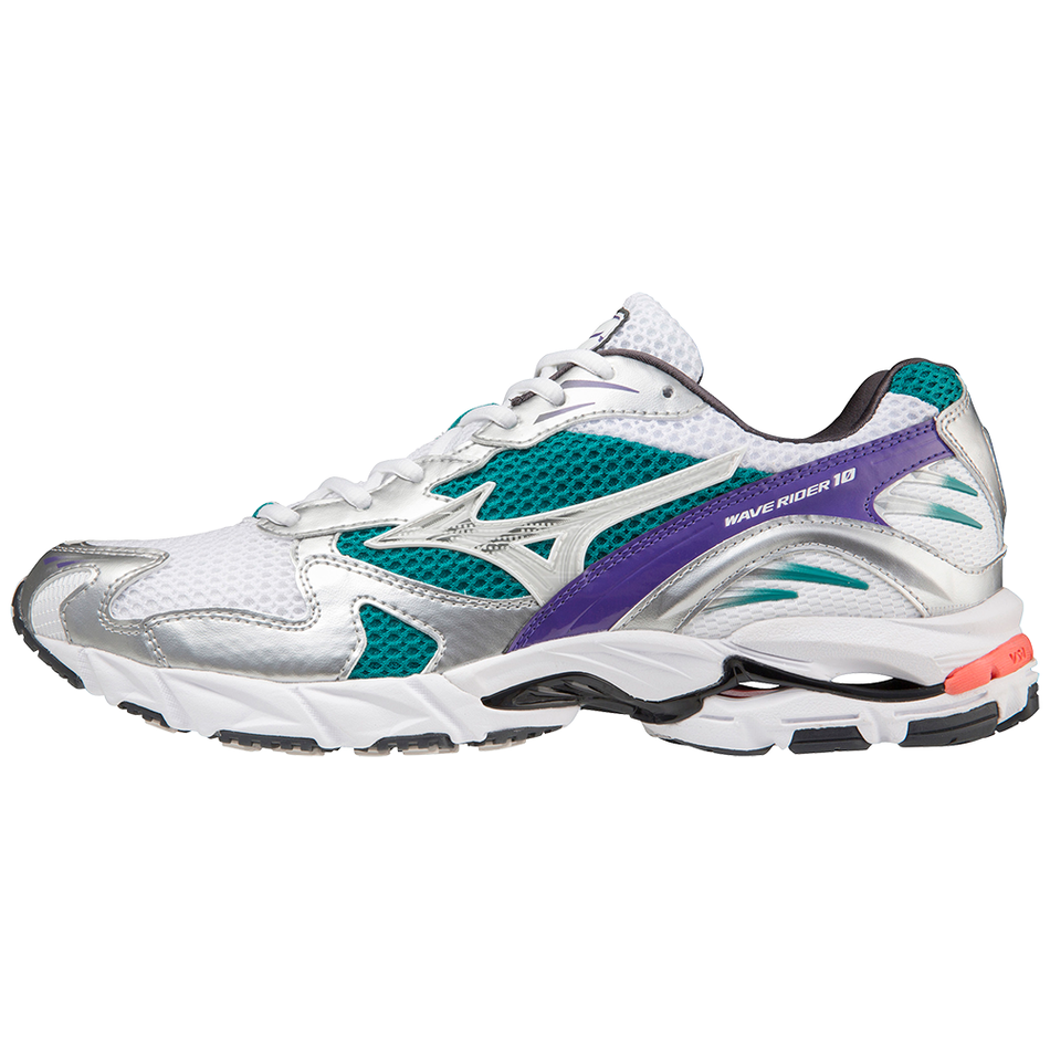 Mizuno Wave Rider 10 White/Silver/TealBlue