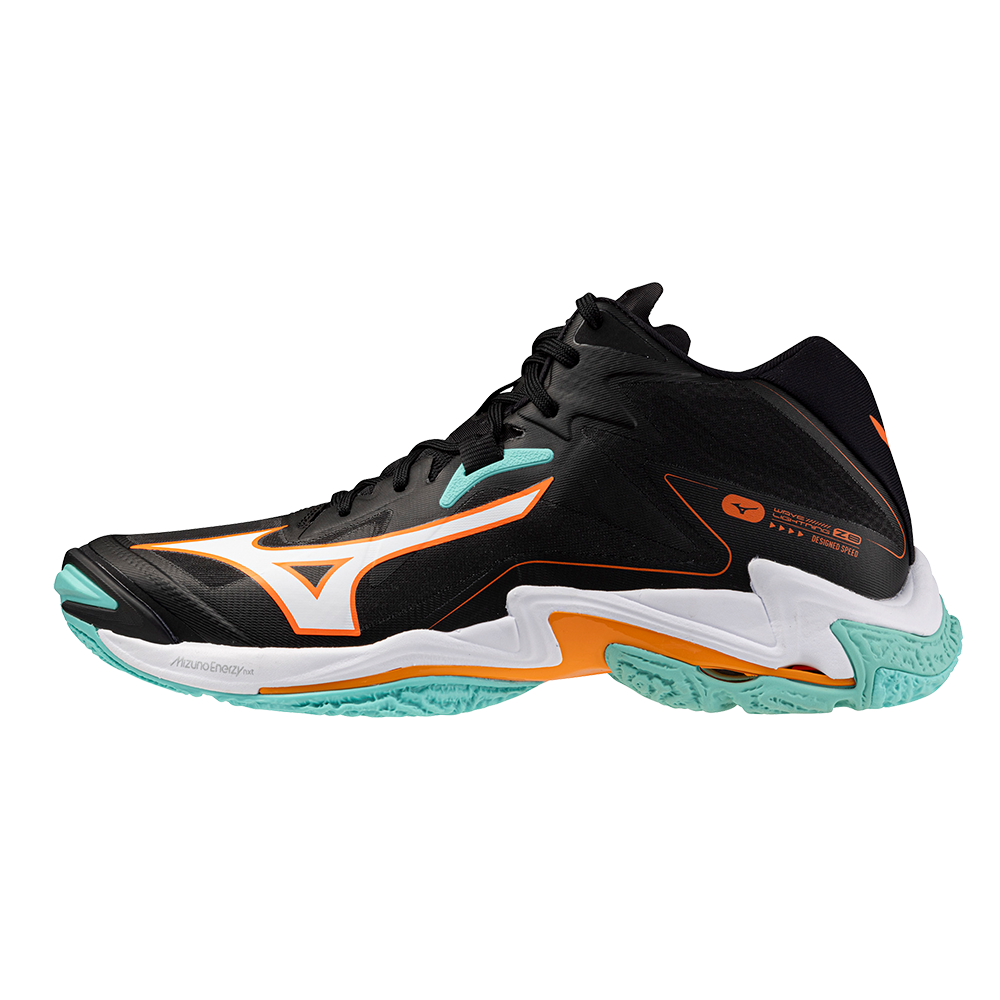 Mizuno WAVE LIGHTNING Z8 MID Volleybalschoenen Zwart/Tangelo/Ice Groen Dames/Heren Maat 40