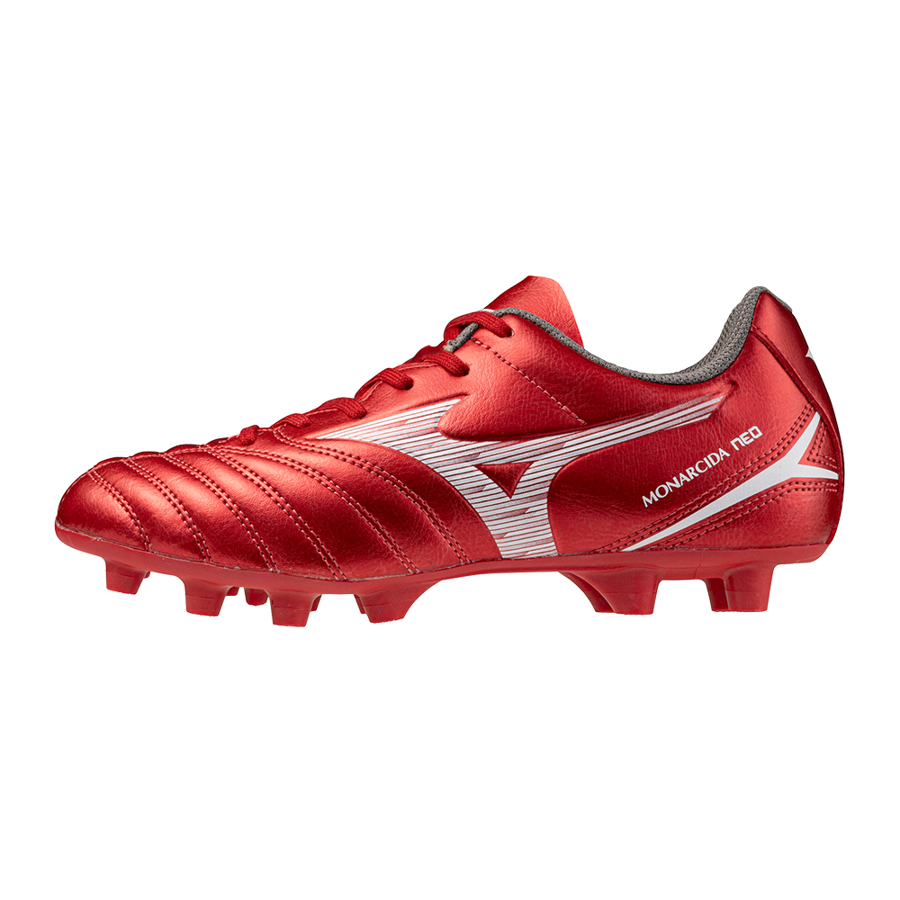 Mizuno MONARCIDA NEO III SELECT Jr Voetbalschoenen MORELIA 40th Rood/Wit Junior Maat 32,5