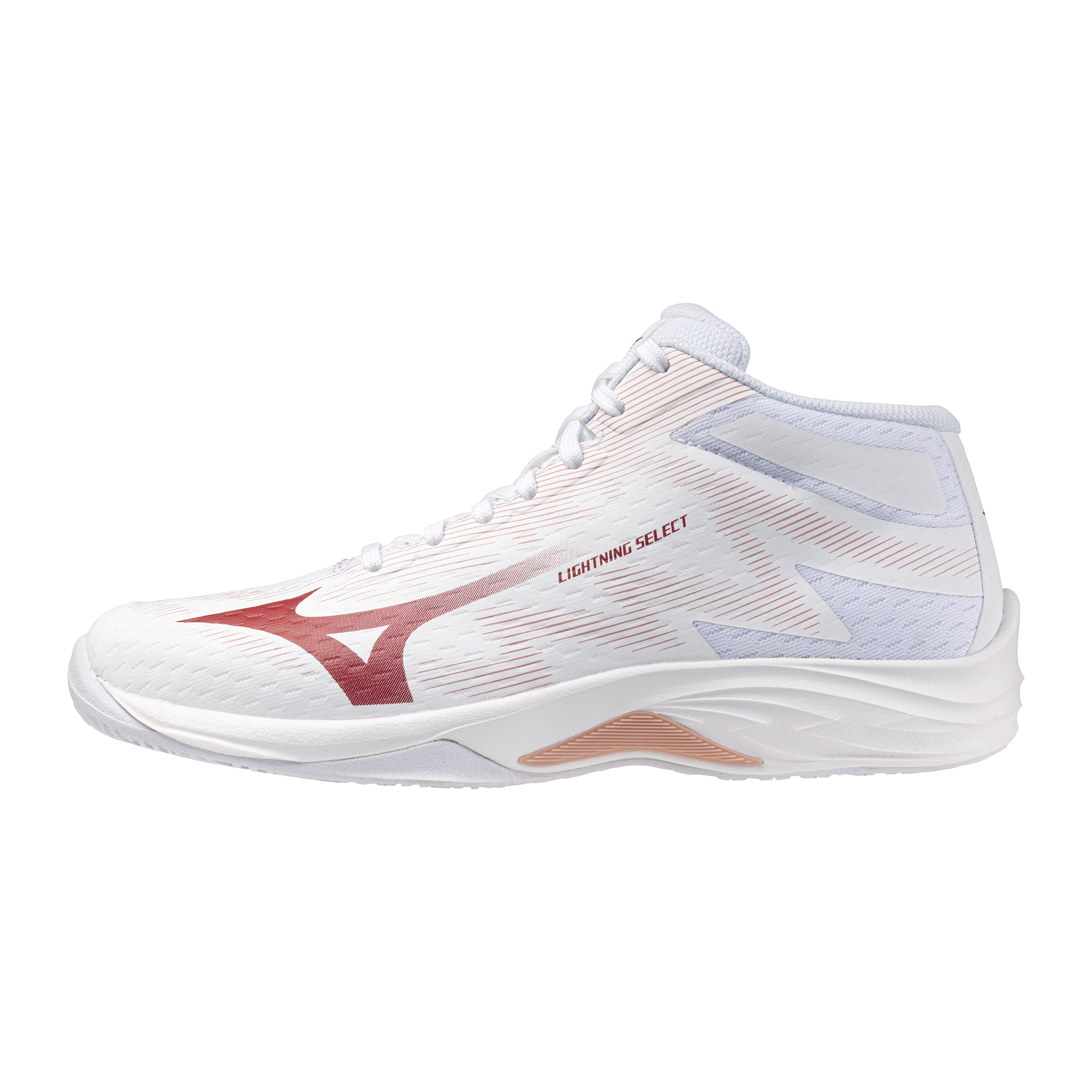 Mizuno Lightning Select Mid Volleyball Weiß/Rose Elegance/Lava Falls Damen Grösse 40, 5