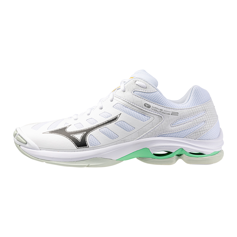 Mizuno WAVE VOLTAGE 2 Volleybalschoenen Wit/Zwart/Frozen Emerald Dames/Heren Maat 38