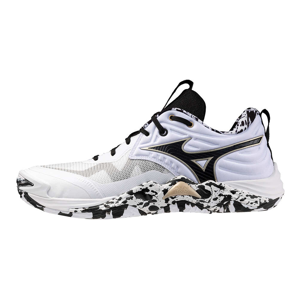 Mizuno WAVE MOMENTUM ELITE Scarpe da pallavolo Bianco/Nero/GE Oro Donna/Uomo Taglia38