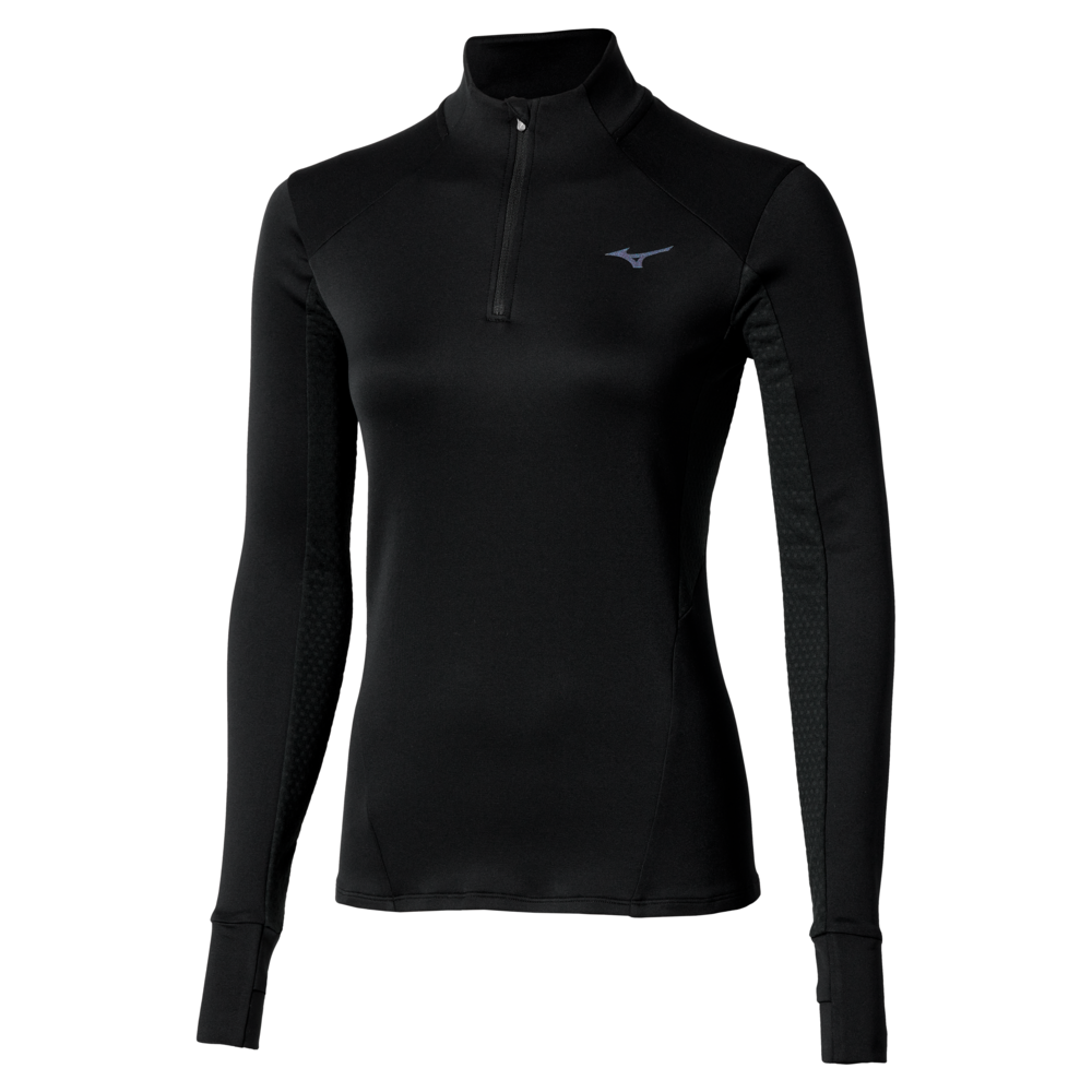 Mizuno Active Warmalite Half Zip Long Sleeve Top Chaussures de running Noir Femme TailleM