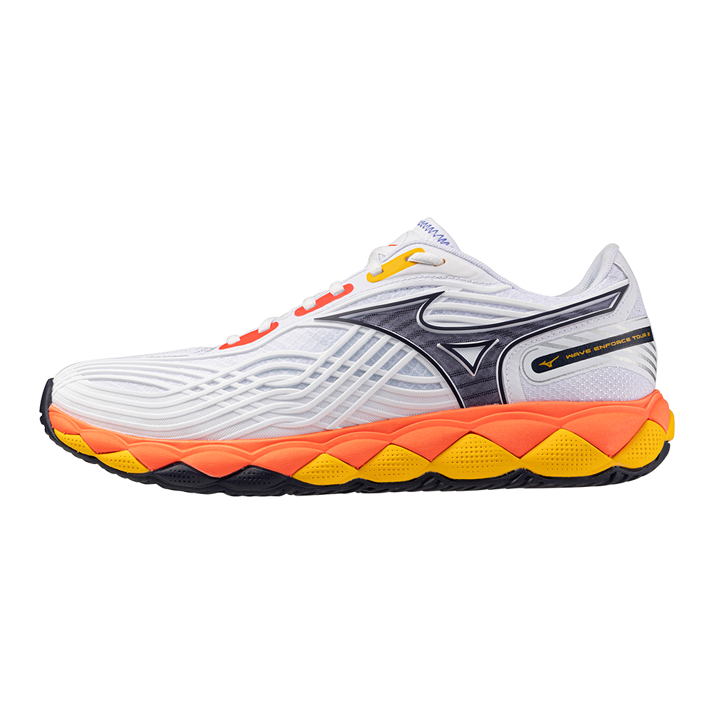 Mizuno WAVE ENFORCE TOUR 2 AC Tennisschoenen Wit/Baritone Blauw/Fiery Coral 2 Dames/Heren Maat 40,5