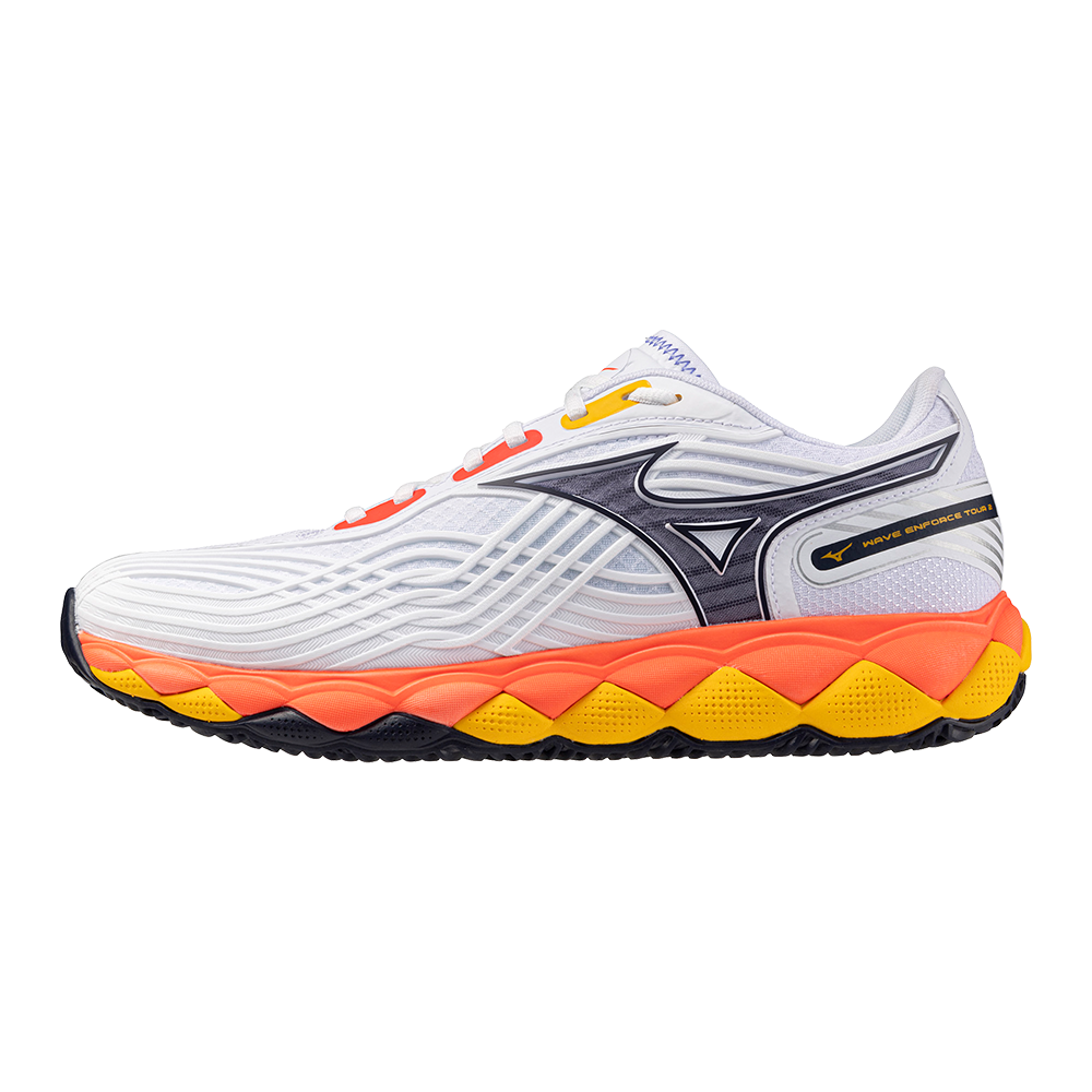 Mizuno WAVE ENFORCE TOUR 2 CC Tennisschoenen Wit/Baritone Blauw/Fiery Coral 2 Dames/Heren Maat 40,5