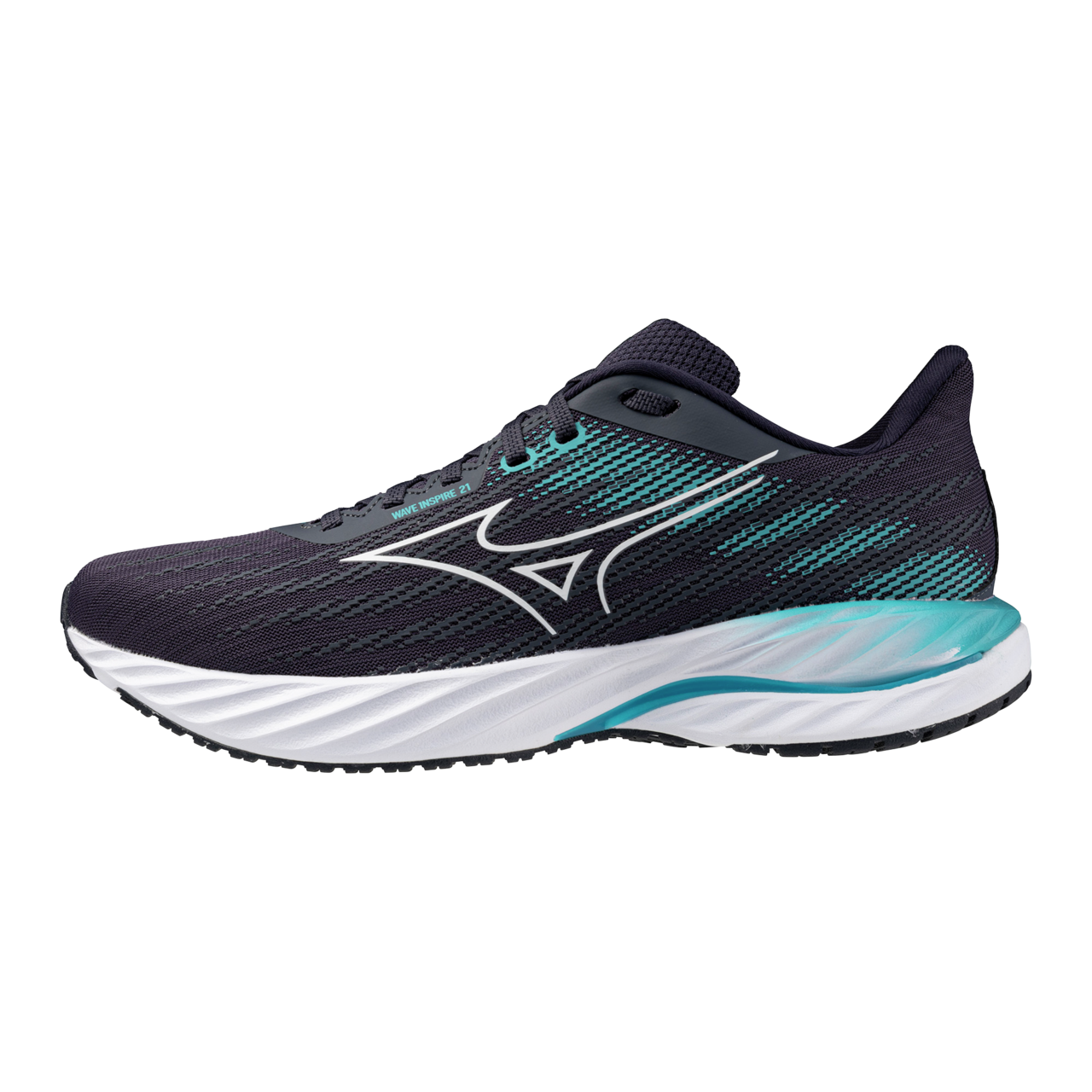 Mizuno Wave Inspire 21 Running Odyssey Gray/Weiß/Capri Breeze Herren Grösse 44, 5