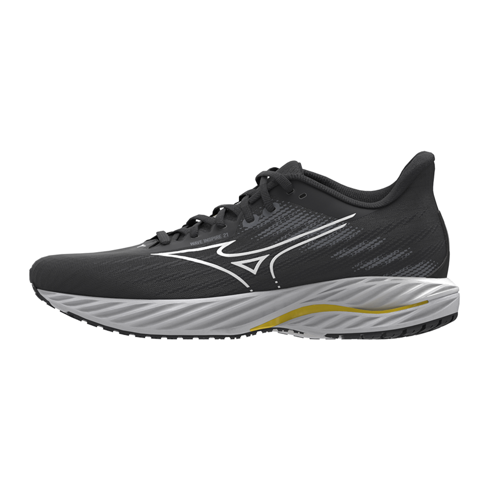 Mizuno WAVE INSPIRE 21 Scarpe da corsa Nero/Bianco/Vibrant Giallo Uomo Taglia45