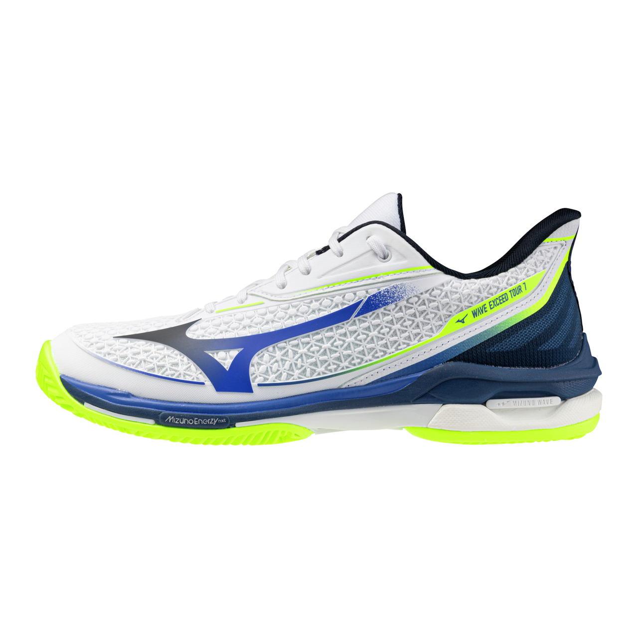 Mizuno WAVE EXCEED TOUR 7 CC Chaussures de tennis Blanc/Dazzling Bleu/Lightning Jaune Femme/Hommee Taille39