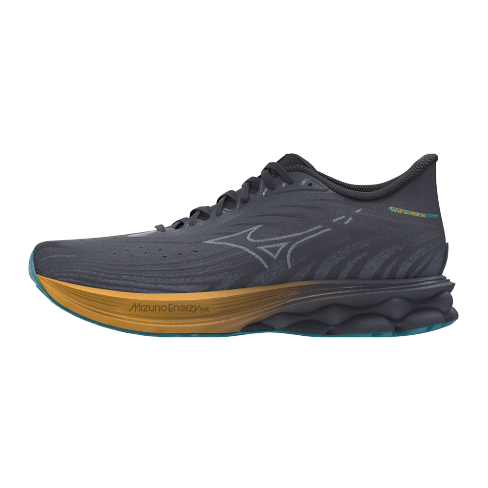 Mizuno WAVE SKYRISE 6 Scarpe da corsa Odyssey Gray/Icelandic Blu/Citrus Uomo Taglia45