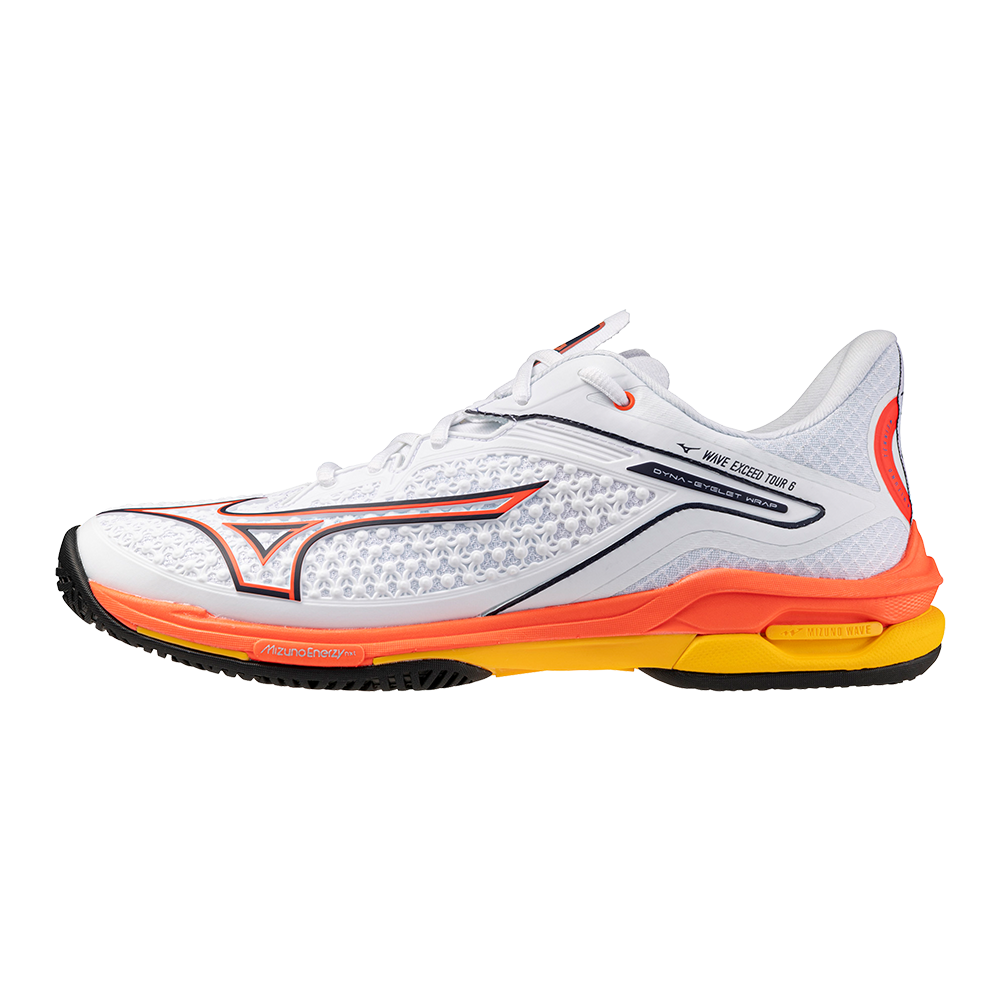 Mizuno WAVE EXCEED TOUR 6 AC Tennisschoenen Wit/Fiery Coral 2/Citrus Dames/Heren Maat 41