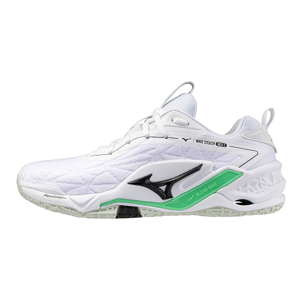 Mizuno WAVE STEALTH NEO 2 Handbalschoenen Wit/Zwart/Frozen Emerald Dames/Heren Maat 37