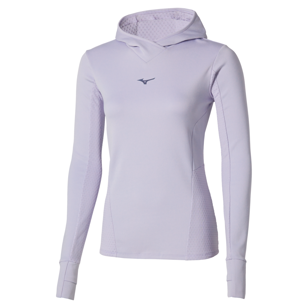 Mizuno Active Warmalite Hooded Long Sleeve Top Running Icelandic Blau Damen Grösse XS