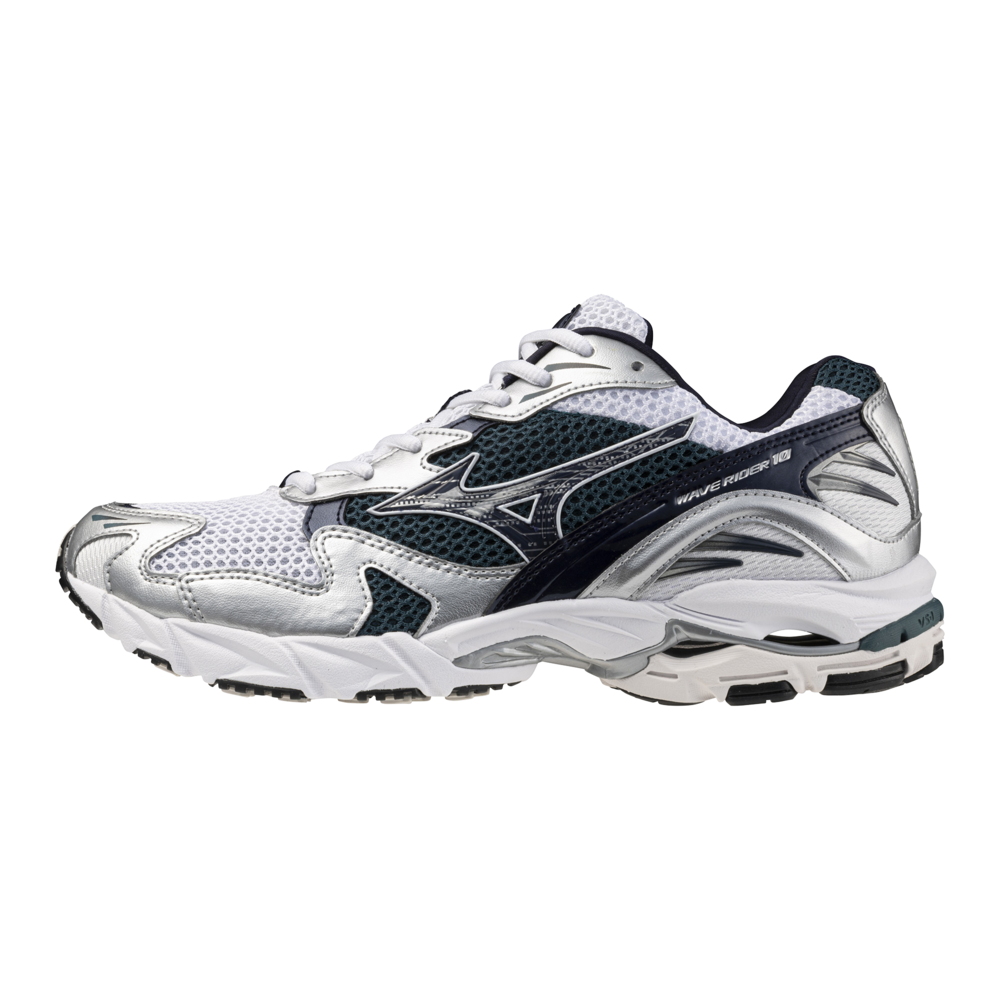 Mizuno WAVE RIDER 10 Scarpe sportstyle Bianco/BaritoneBlu/DeepTeal Donna/Uomo Taglia44.5