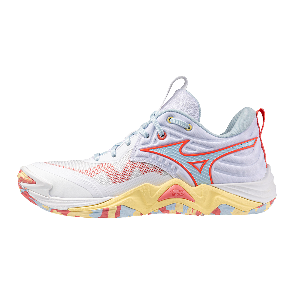 Mizuno Wave Momentum Elite Volleyball Weiß/Calypso Coral/Pale Banan Damen Grösse 39