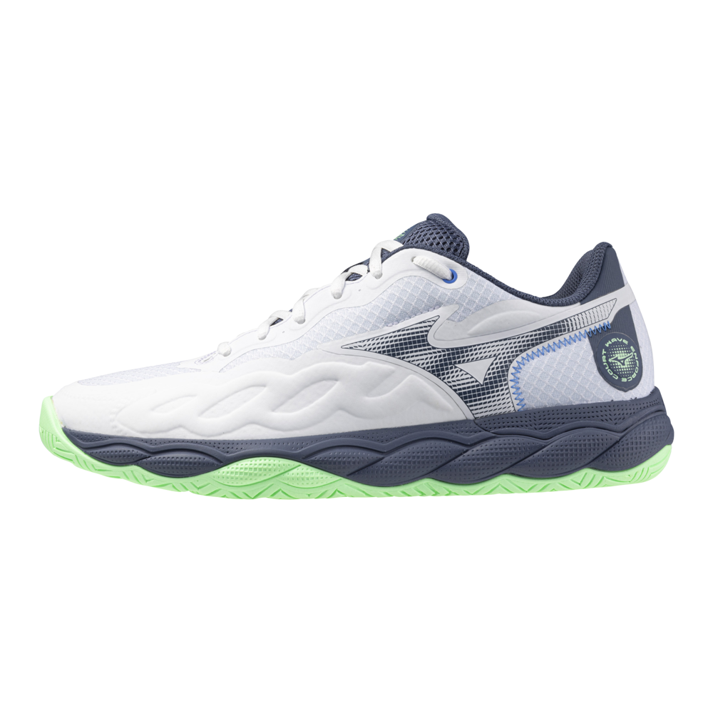 Mizuno Wave Enforce Court Ac Tennis Weiß/vintage Indigo/neo Mint Damen/Herren Grösse 42, 5