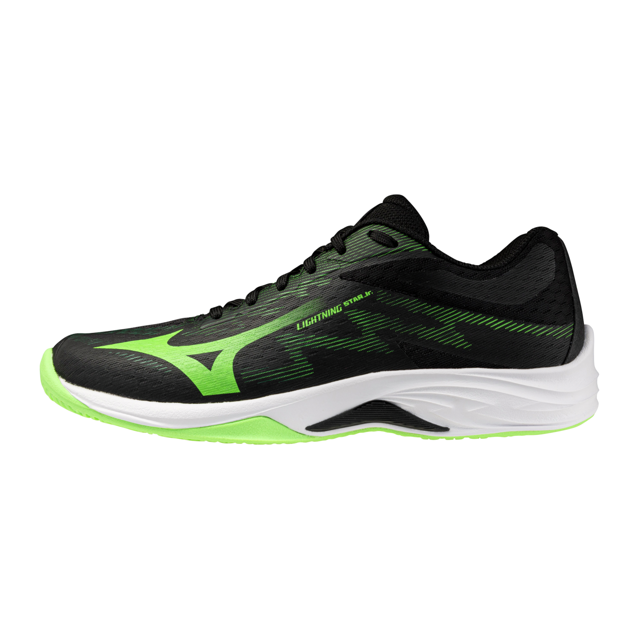 Mizuno Lightning Star Jr. Volleyball Schwarz/Jade Limette/Mandarin Orange Kinder Grösse 36