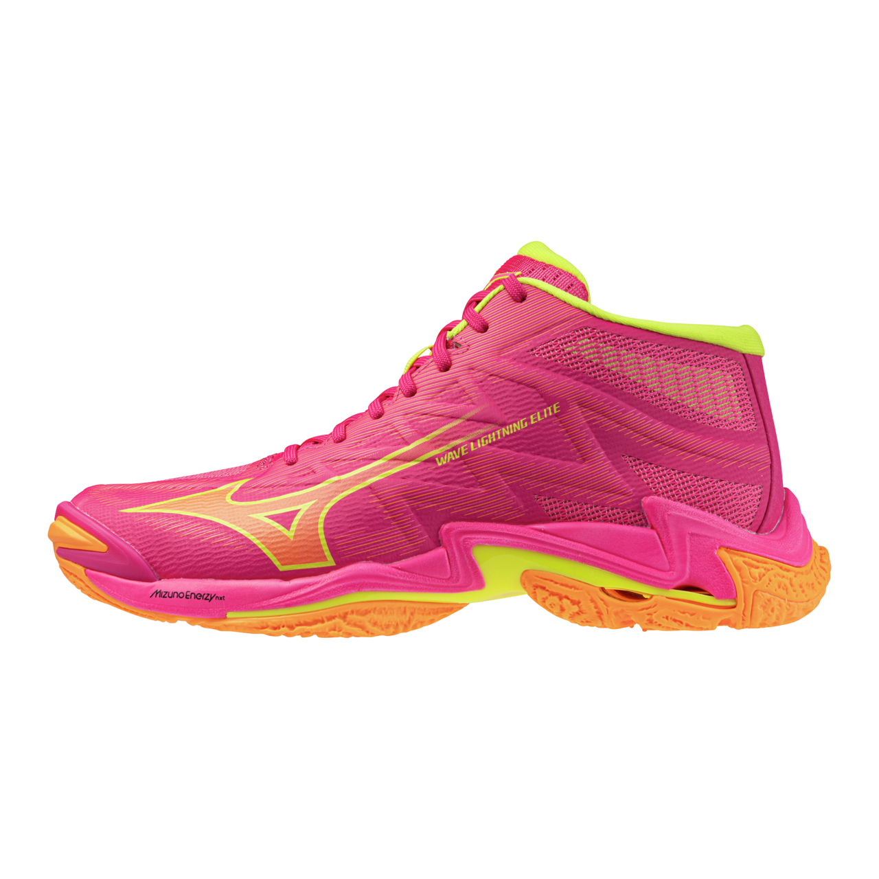 Mizuno WAVE LIGHTNING ELITE MID Chaussures de volleyball Rose Tetra/Fortune Jaune/Light Orange Femme/Hommee Taille42,5