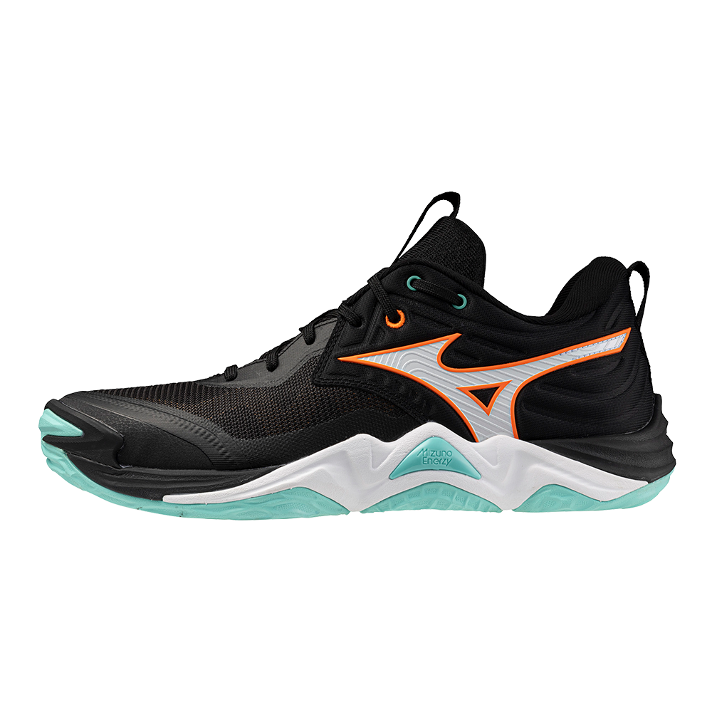 Mizuno WAVE MOMENTUM ELITE Volleybalschoenen Zwart/Tangelo/Ice Groen Dames/Heren Maat 38