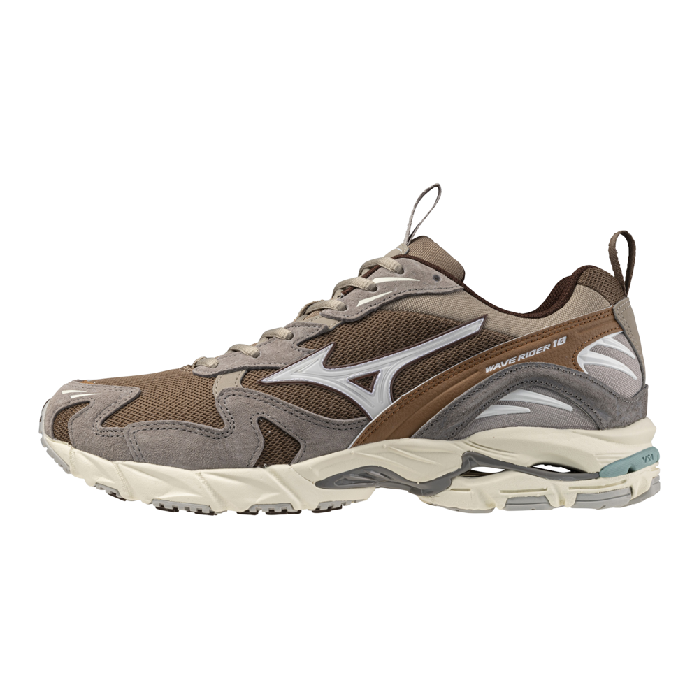 Mizuno WAVE RIDER 10 Scarpe sportstyle Fossil/Bianco/Thrush Donna/Uomo Taglia42