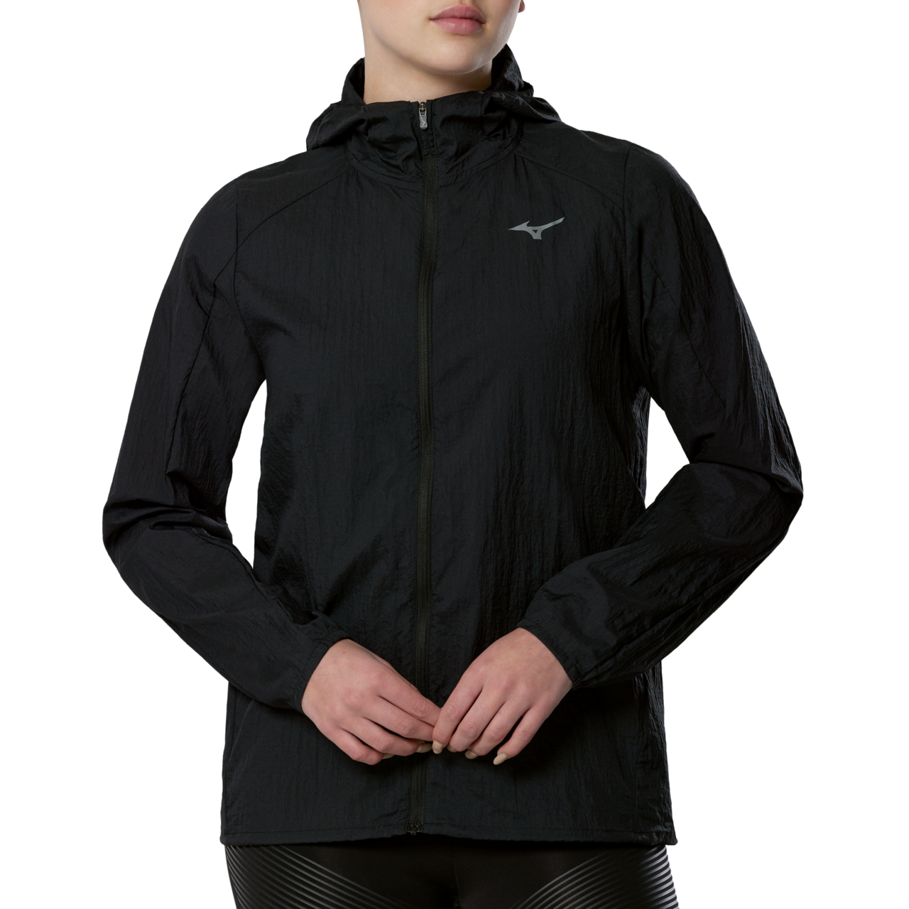 Mizuno Tech Light Hodded Jacket Negro Mujer Talla XL