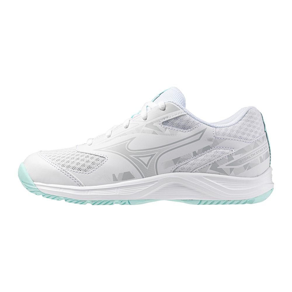 Mizuno STEALTH STAR 3 Jr Scarpe da pallamano Bianco/Fiery Coral 2/Citrus Junior Taglia34