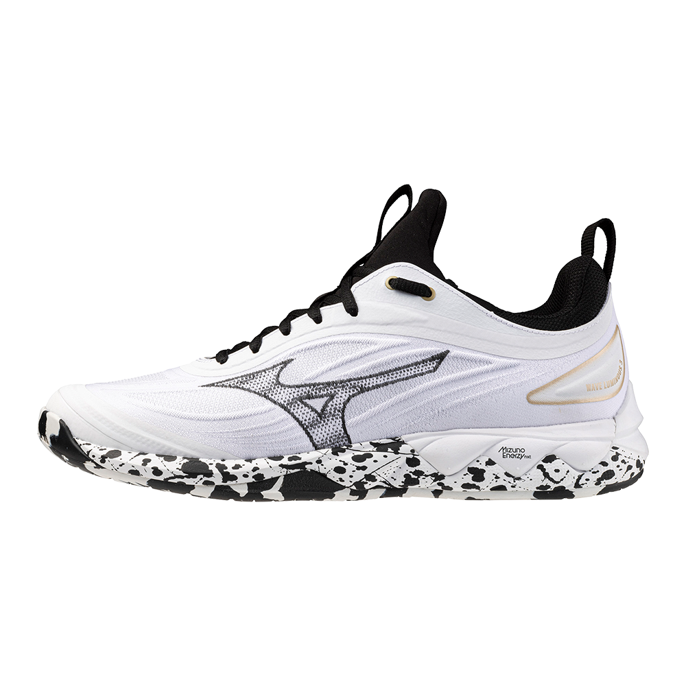 Mizuno WAVE LUMINOUS 3 Scarpe da pallavolo Bianco/Nero/GE Oro Donna/Uomo Taglia44.0