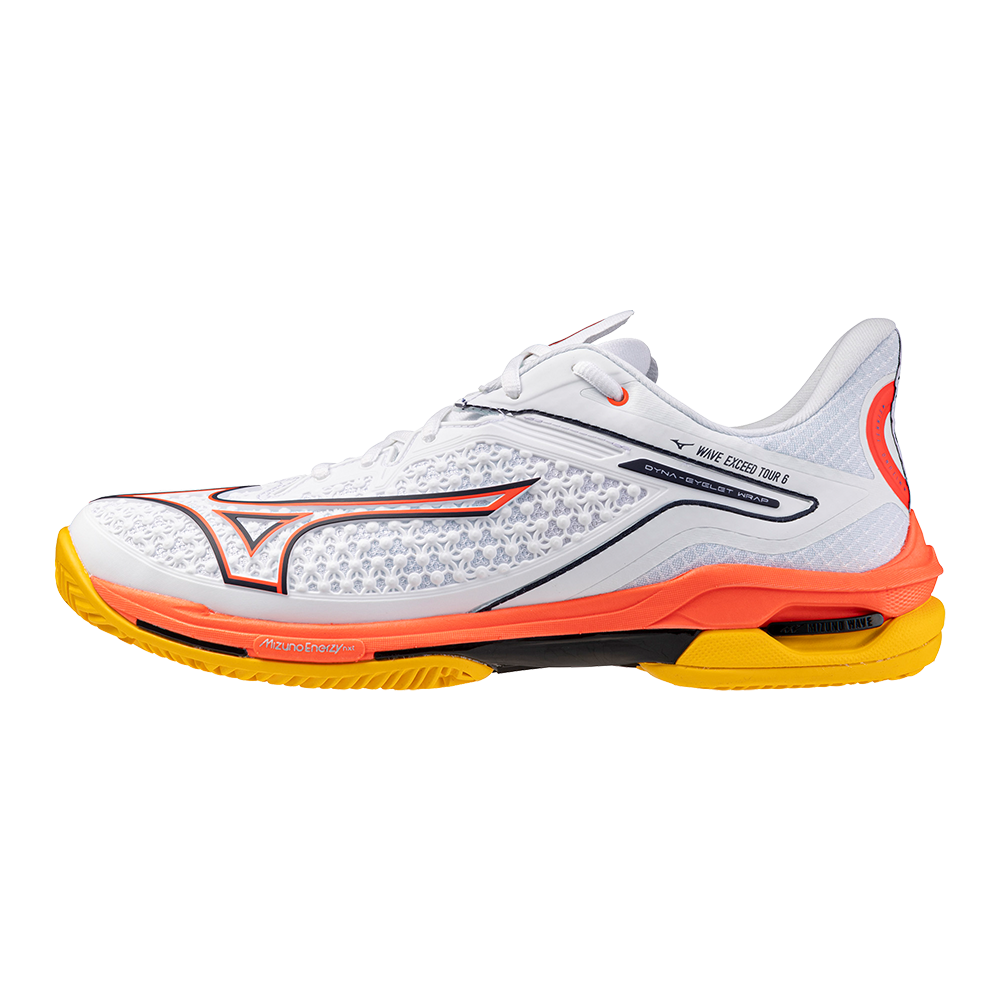 Mizuno WAVE EXCEED TOUR 6 CC Tennisschoenen Wit/Fiery Coral 2/Citrus Dames/Heren Maat 40,5