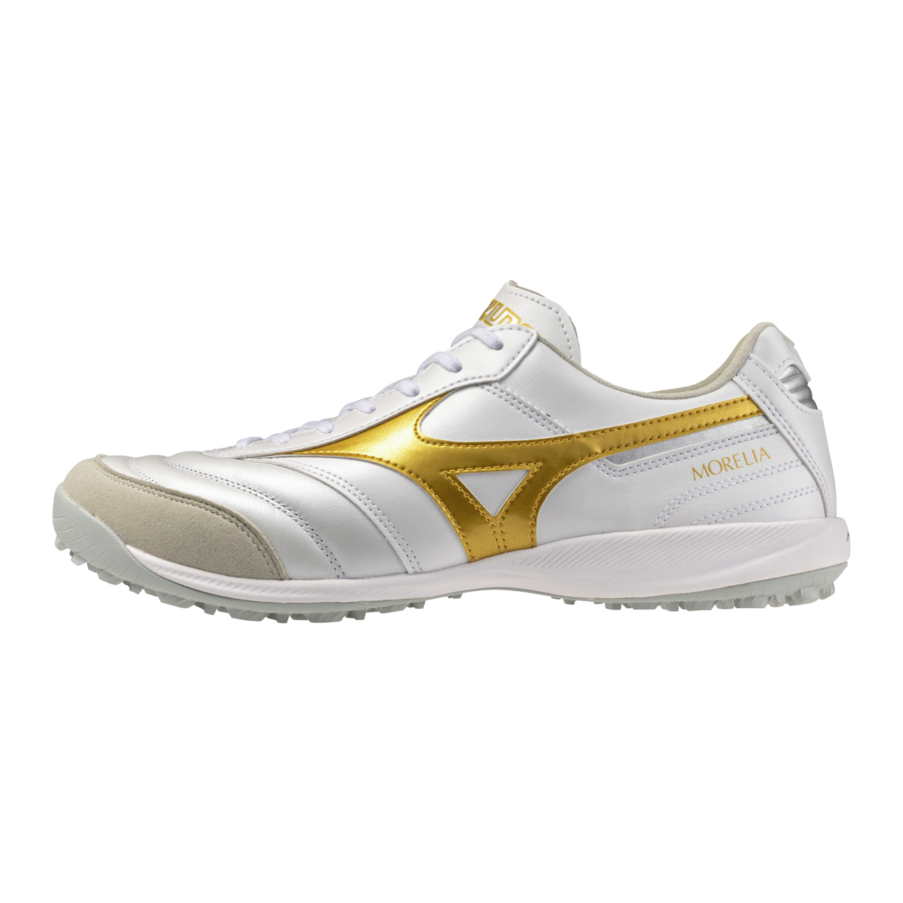 Mizuno MORELIA SALA ELITE TF Blanco/Football Oro/Galaxy Plata Mujer/Hombreo Talla 43
