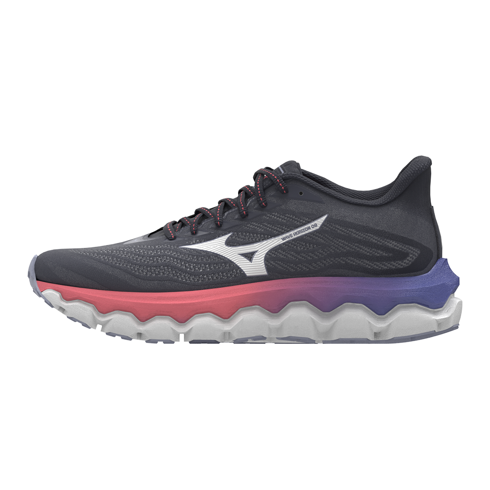 Mizuno WAVE HORIZON 8 Scarpe da corsa Odyssey Gray/Bianco/Striking Coral Donna Taglia40,5