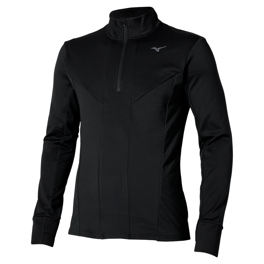 Mizuno Active Warmalite Half Zip Long Sleeve Top Running Schwarz Herren Grösse XL