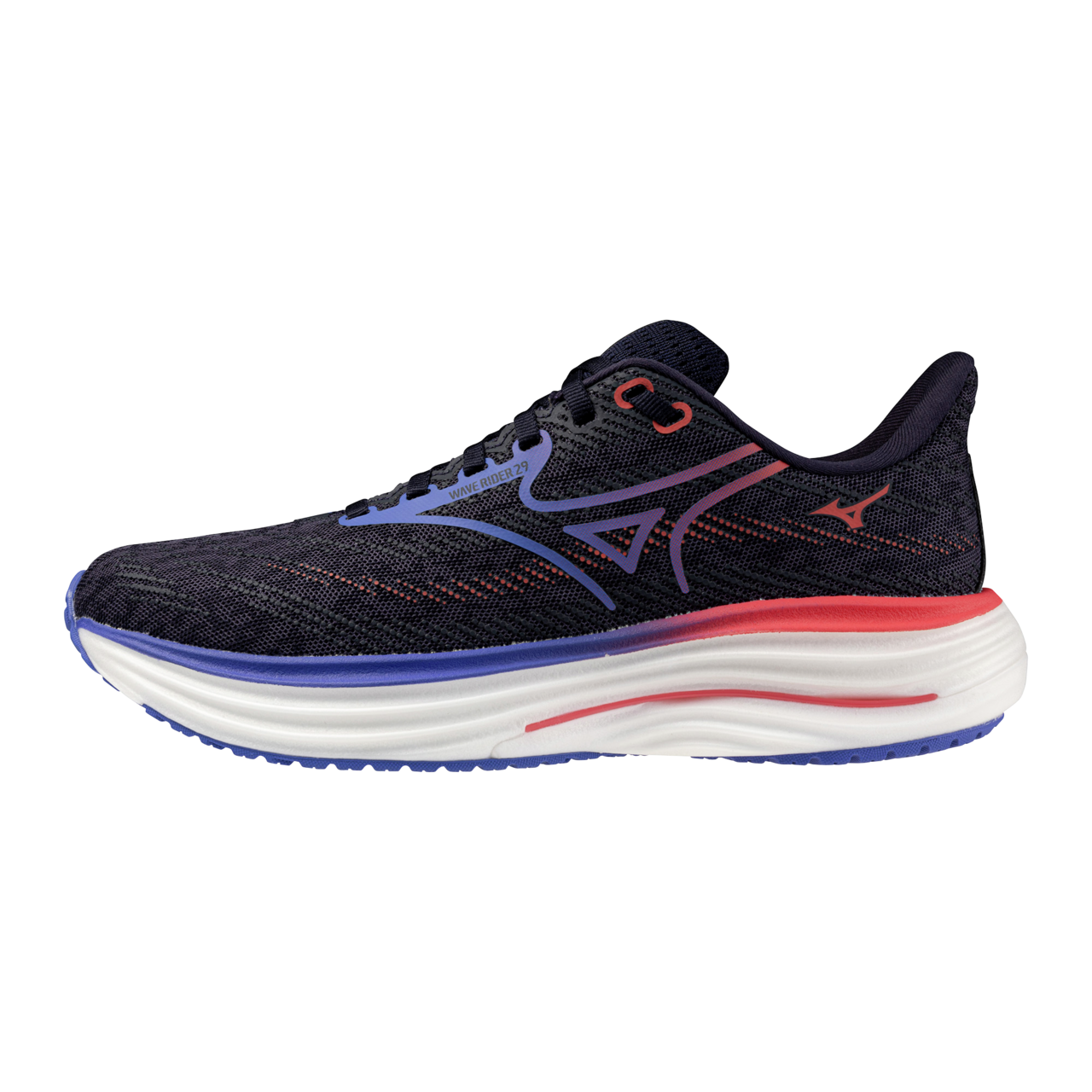 Mizuno Wave Rider 29 Running Odyssey Gray/Iris Bloom/Calyps Damen Grösse 38, 5